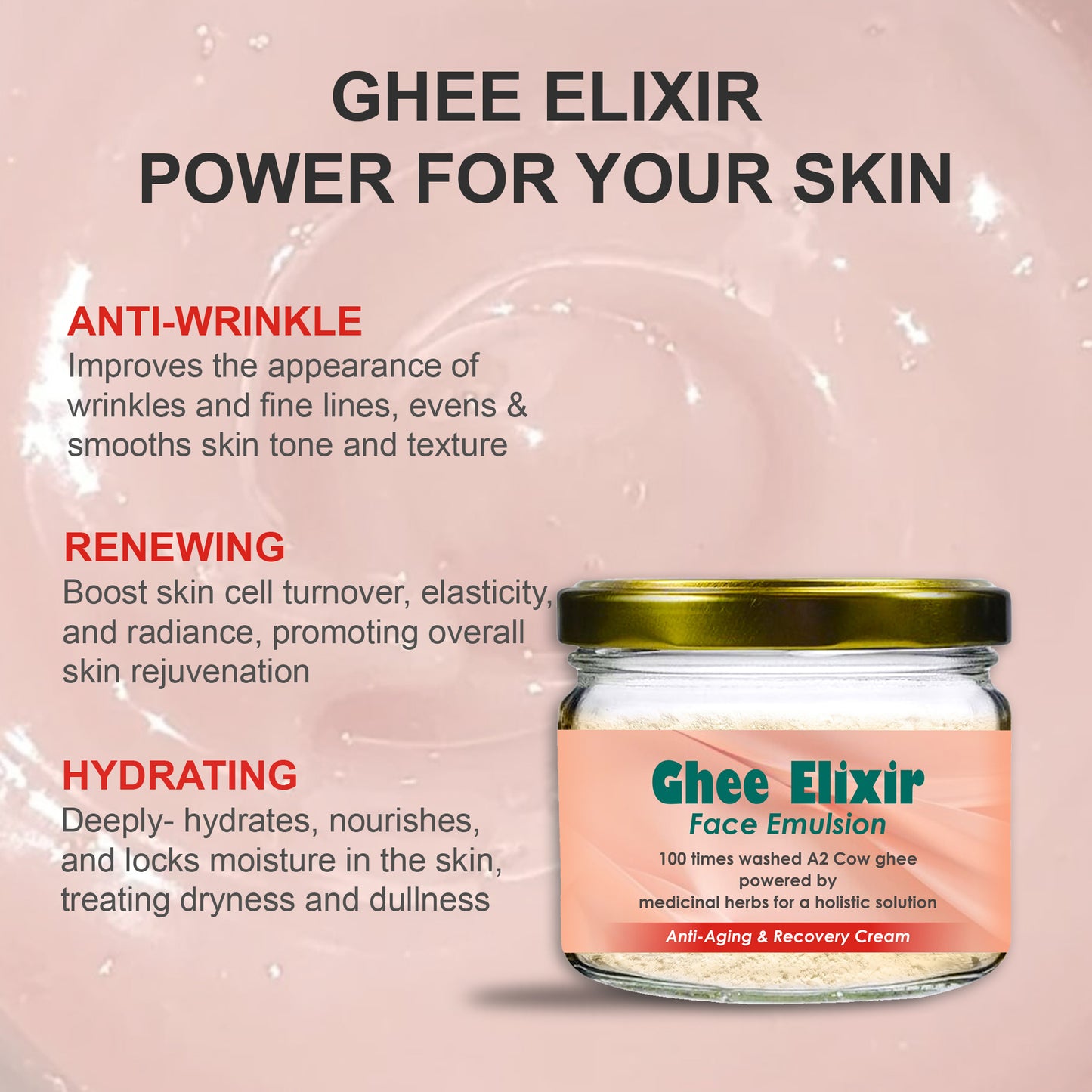 Ghee Elixir Ayurvedic Night Cream for Face infused with Collagen | Repair, Restore and Revive Naturally | Anti Aging Moisturizer for Women & Men for All Skin Types |  - 40 gm